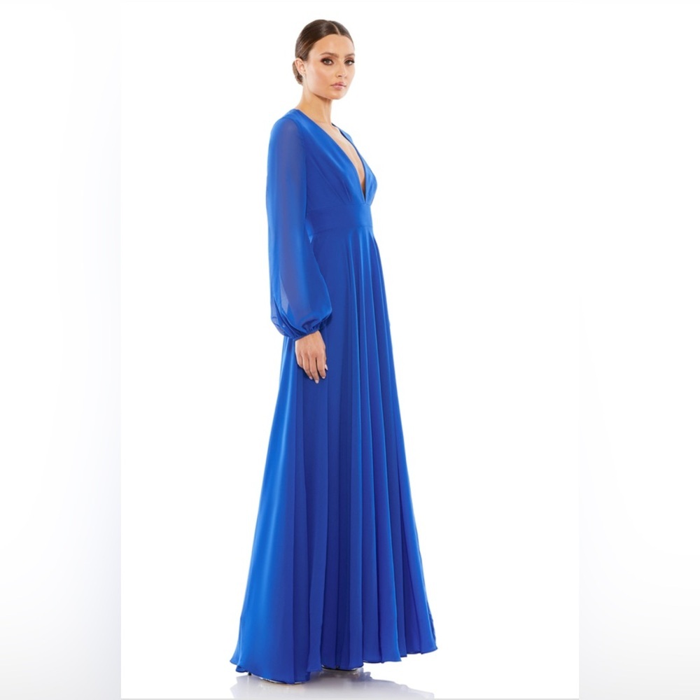 Ieena By Mac Duggal 55682 V‎ Neck, A Line, Bishop Sleeves, Cobalt Gown, size 20 - Picture 2 of 11